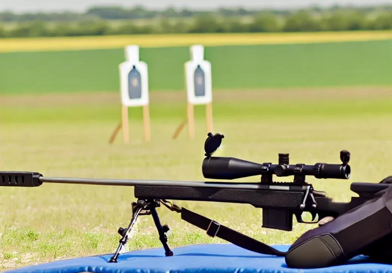 DALL·E 2024-12-06 19.18.37 - A precision shooter in a long-range outdoor shooting competition, using a rifle mounted on a bipod with a telescopic sight. The shooter is lying prone